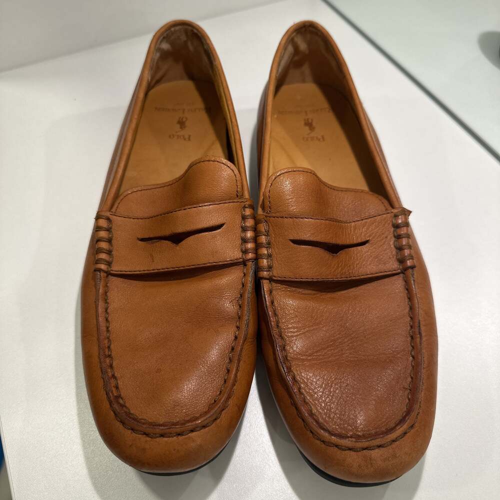 Polo Ralph Lauren Loafers Mens 10 Brown Adante Leather Slip On Shoes VTG